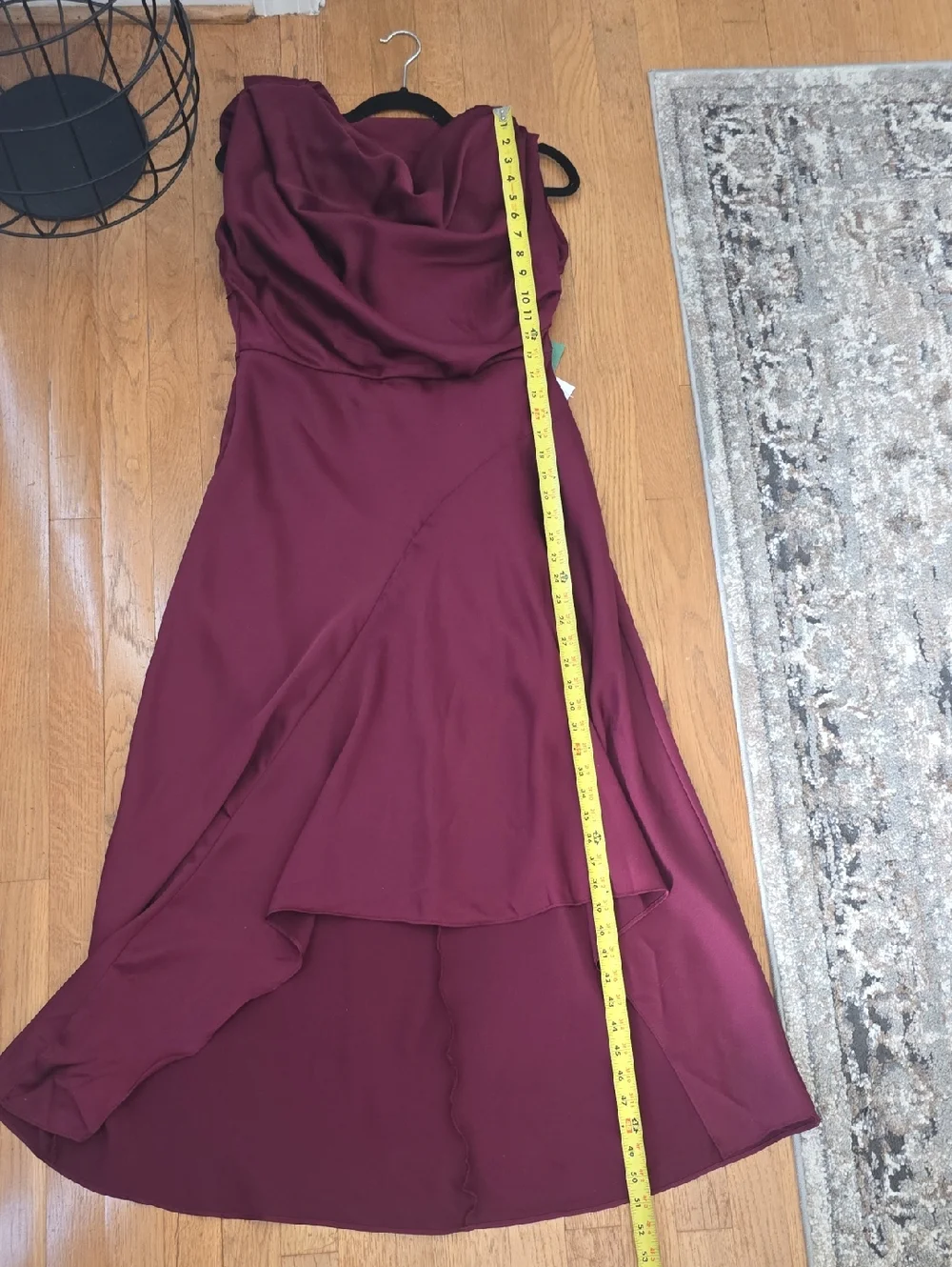PREMIER AMOUR BRAND WOMEN'S BURGUNDY LINED DRAPED NECKLINE EVENING DRESS SIZE 12_11